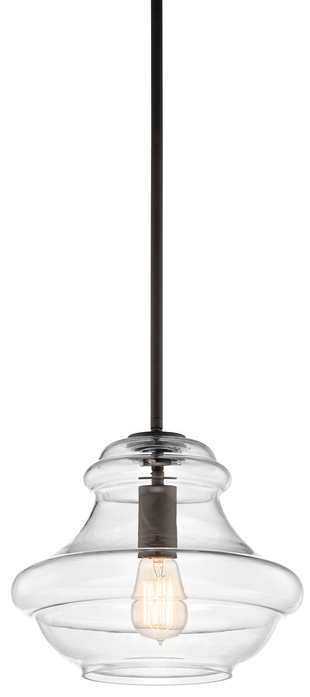 Everly 12 in. Pendant Light Bronze Finish Clear Glass - Bees Lighting