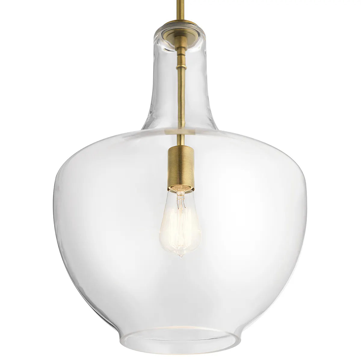 Everly 20" 1-Light Pendant Light with Clear Glass, Natural Brass Finish - Bees Lighting
