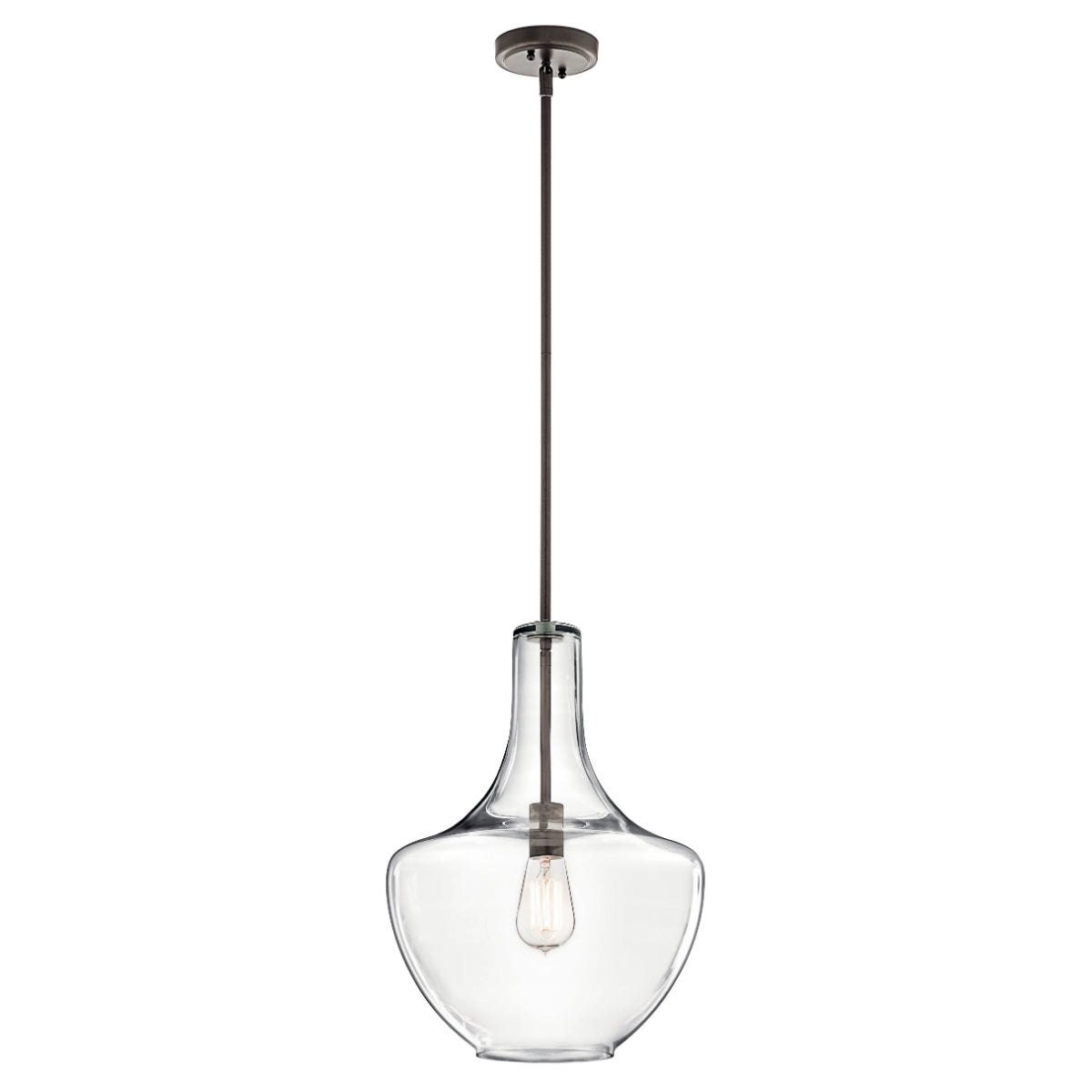 Everly 20" 1-Light Pendant Light with Clear Glass, Olde Bronze Finish - Bees Lighting
