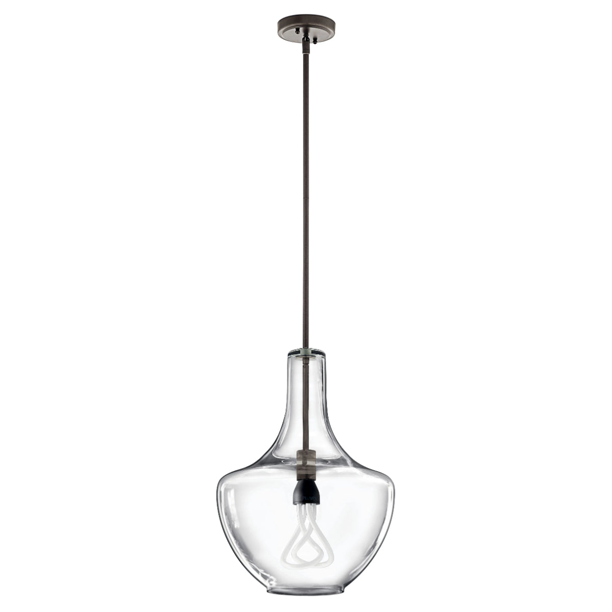 Everly 20" 1-Light Pendant Light with Clear Glass, Olde Bronze Finish - Bees Lighting