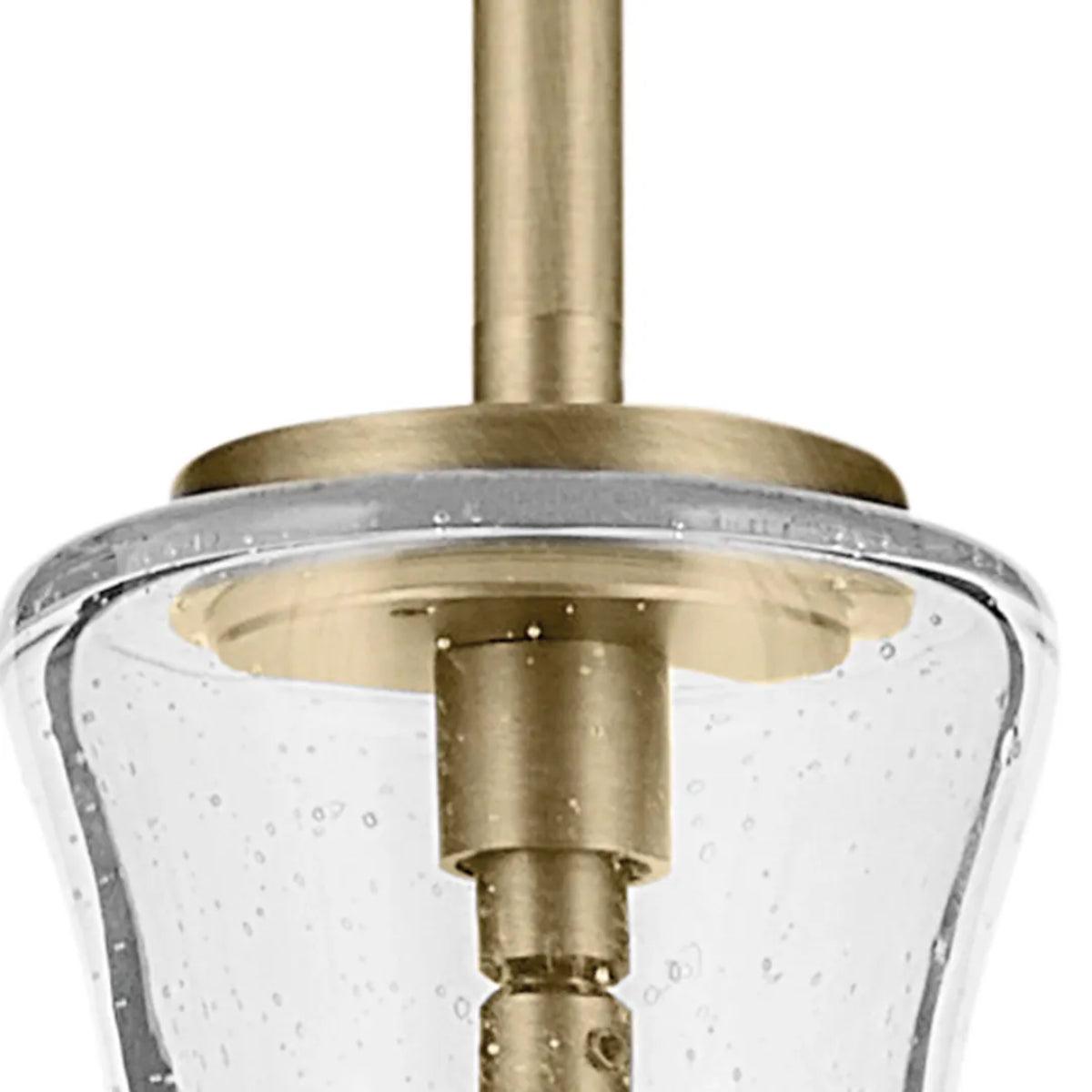 Everly 18" 1-Light Mini Pendant Light with Clear Seeded Glass, Natural Brass Finish - Bees Lighting