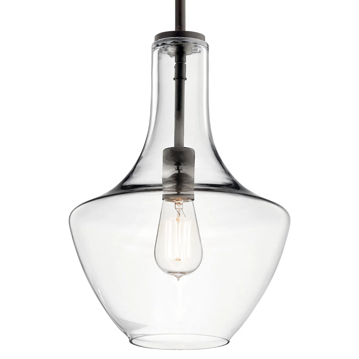 Everly 15" 1-Light Pendant Light with Clear Glass, Olde Bronze Finish - Bees Lighting