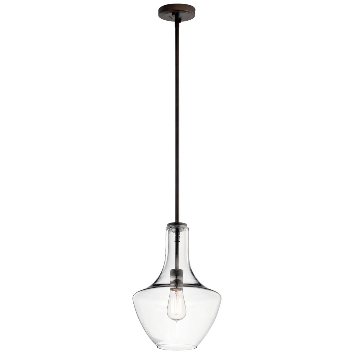 Everly 15" 1-Light Pendant Light with Clear Glass, Olde Bronze Finish - Bees Lighting