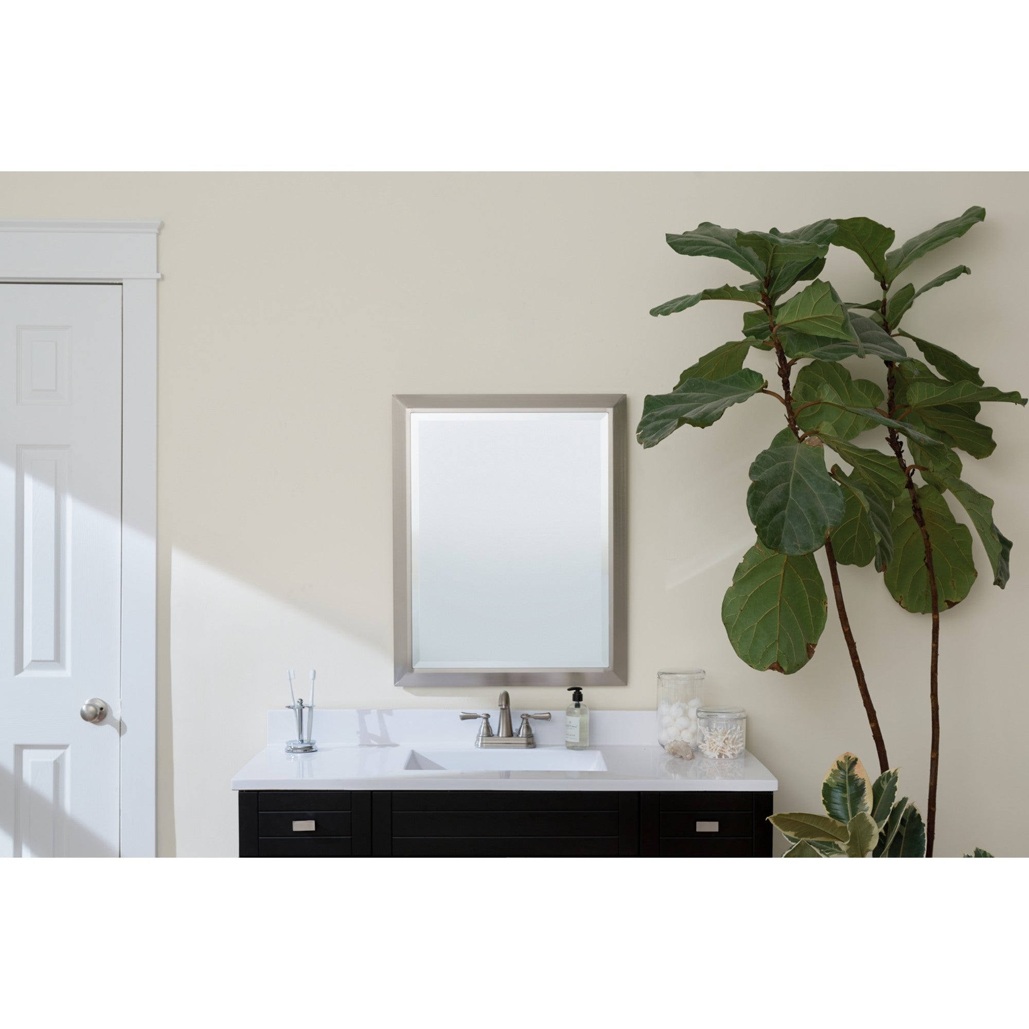Classic 30" X 24" Wall Mirror, Brushed Nickel finish - Bees Lighting