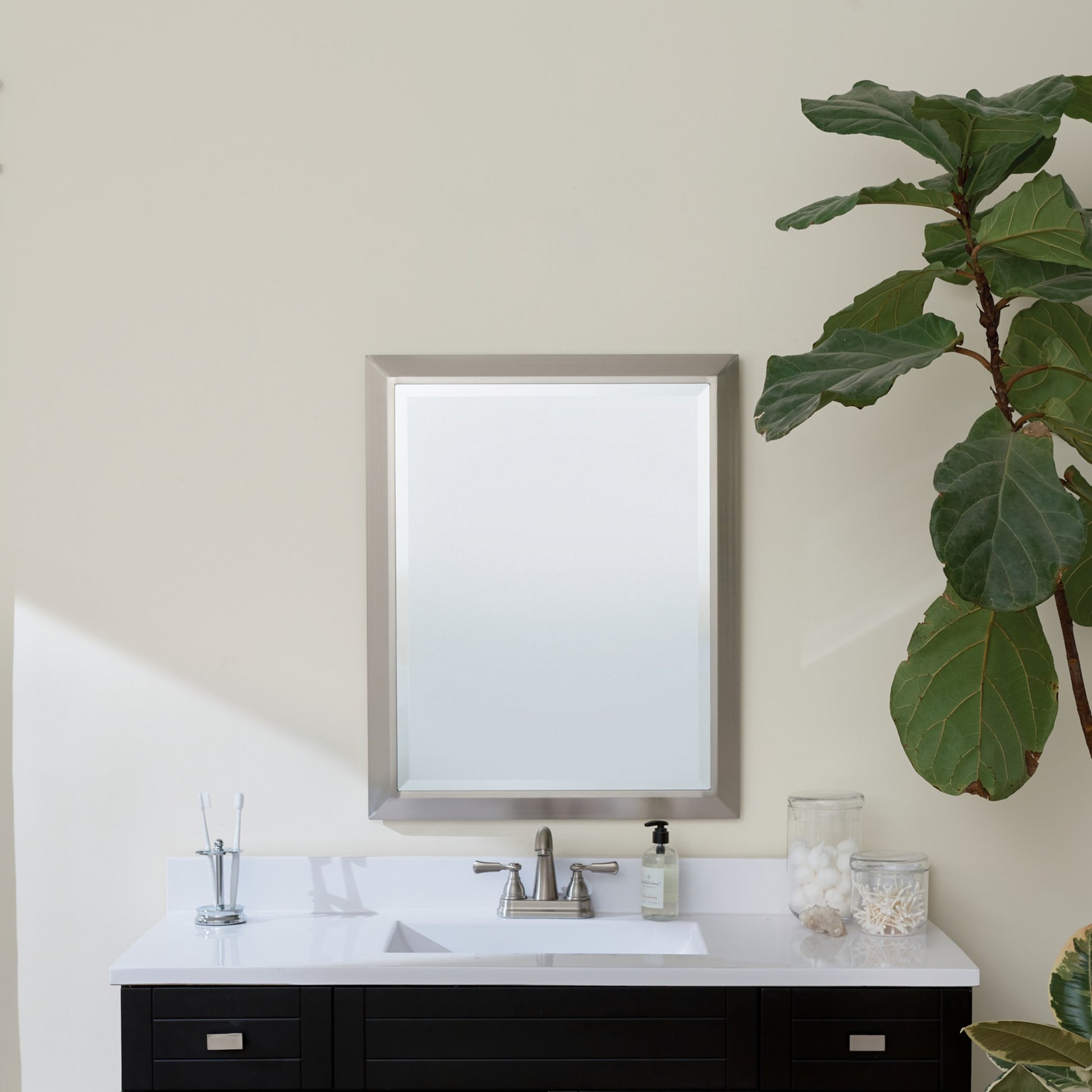 Classic 30" X 24" Wall Mirror, Brushed Nickel finish - Bees Lighting