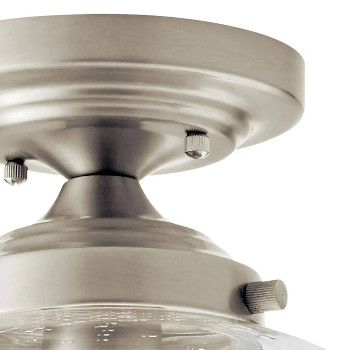 Avery 11" Semi-Flush Mount Light with Clear Seeded Glass, Brushed Nickel Finish - Bees Lighting