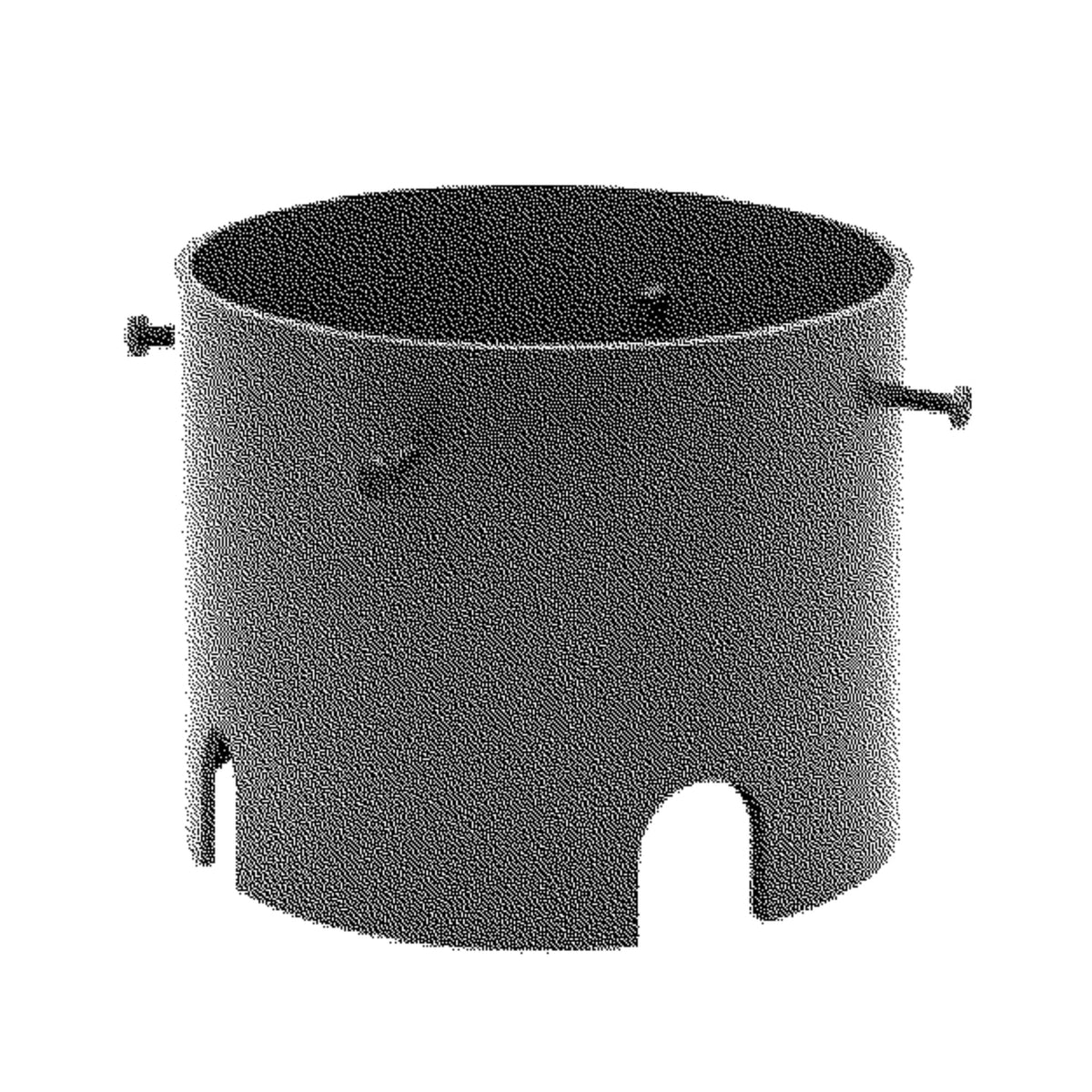 Cylindrical dark bronze lighting accessory component with cutout and side mounting tabs