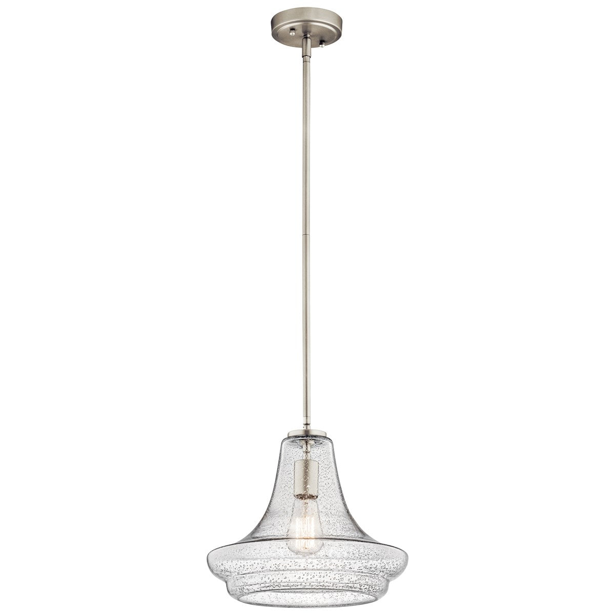 Everly 13 in. Pendant Light Nickel Finish Seeded Glass - Bees Lighting