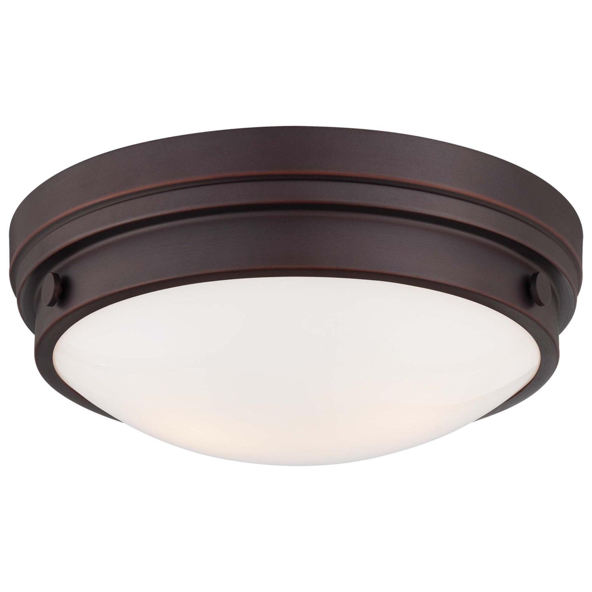 13" 2-Light Flush Mount, Lathan Bronze Finish - Bees Lighting