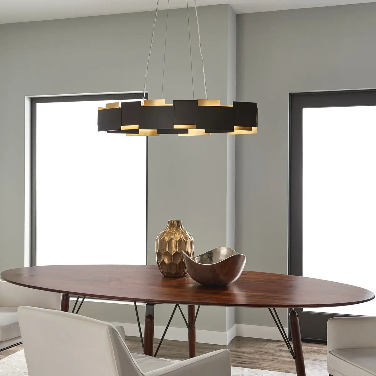 Moderne 34 In. LED Chandelier Bronze Finish - Bees Lighting