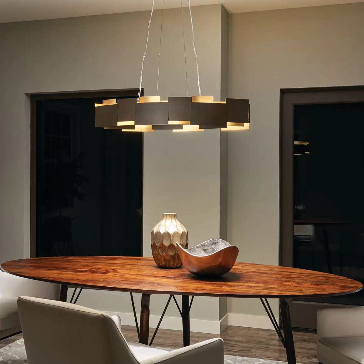 Moderne 34 In. LED Chandelier Bronze Finish - Bees Lighting