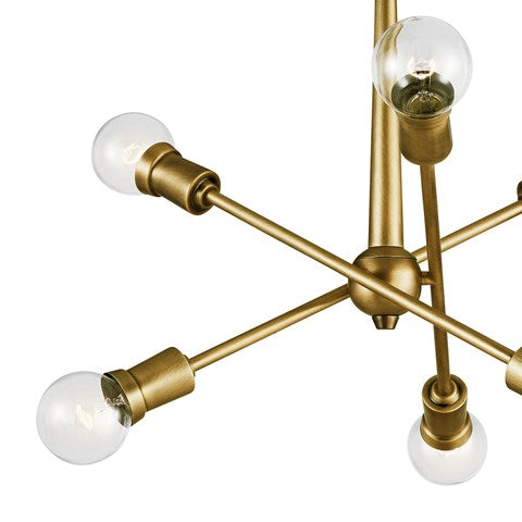 Armstrong 20 in. 6 Lights Chandelier Natural Brass Finish - Bees Lighting