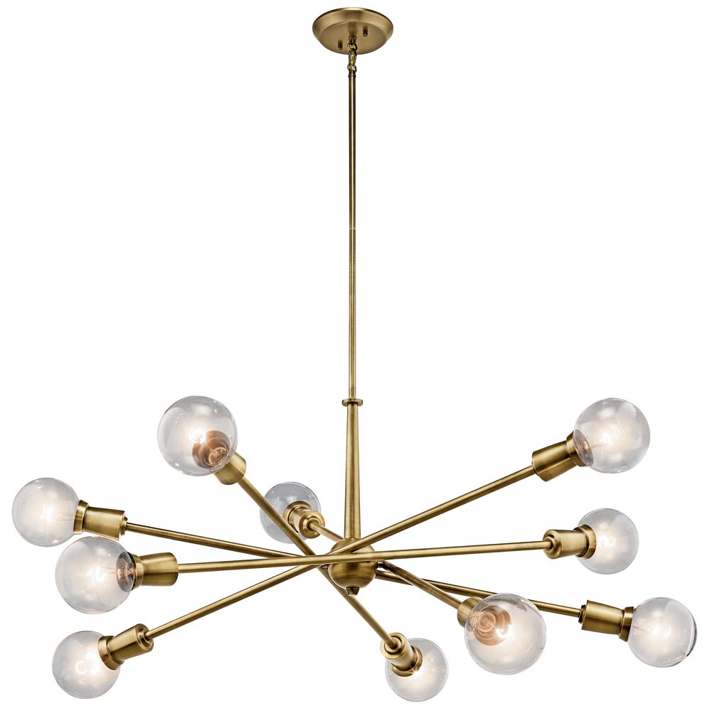 Armstrong 47 in. 10 Lights Chandelier Natural Brass Finish - Bees Lighting