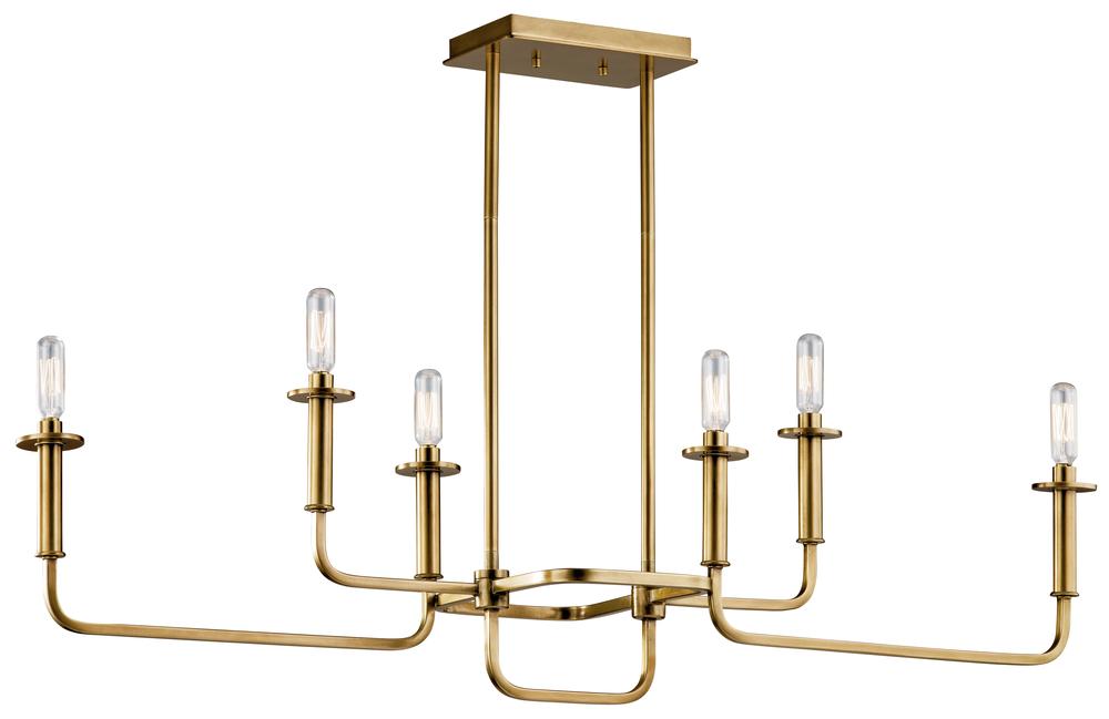 Alden 39 In. 6 Lights Chandelier Natural Brass Finish - Bees Lighting