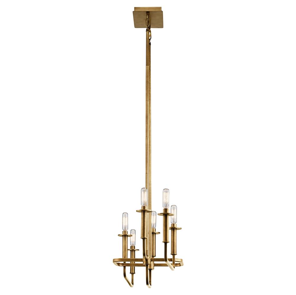 Alden 39 In. 6 Lights Chandelier Natural Brass Finish - Bees Lighting