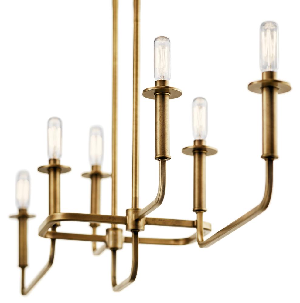 Alden 39 In. 6 Lights Chandelier Natural Brass Finish - Bees Lighting
