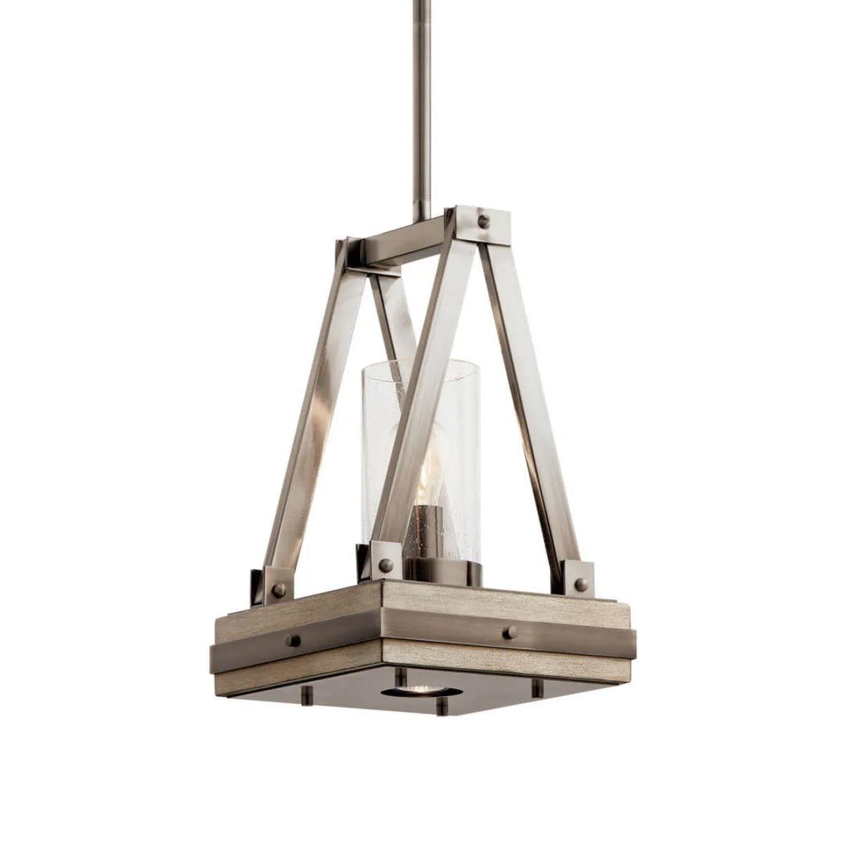 Colerne 17" 1-Light Pendant Light with Clear Seeded Glass, Classic Pewter Finish - Bees Lighting