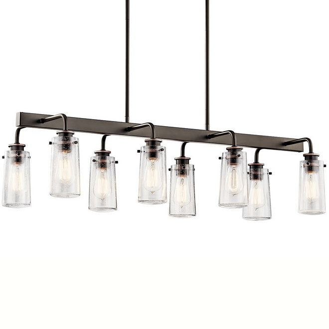 Braelyn 42 in. 8 Lights Linear Chandelier Bronze Finish - Bees Lighting