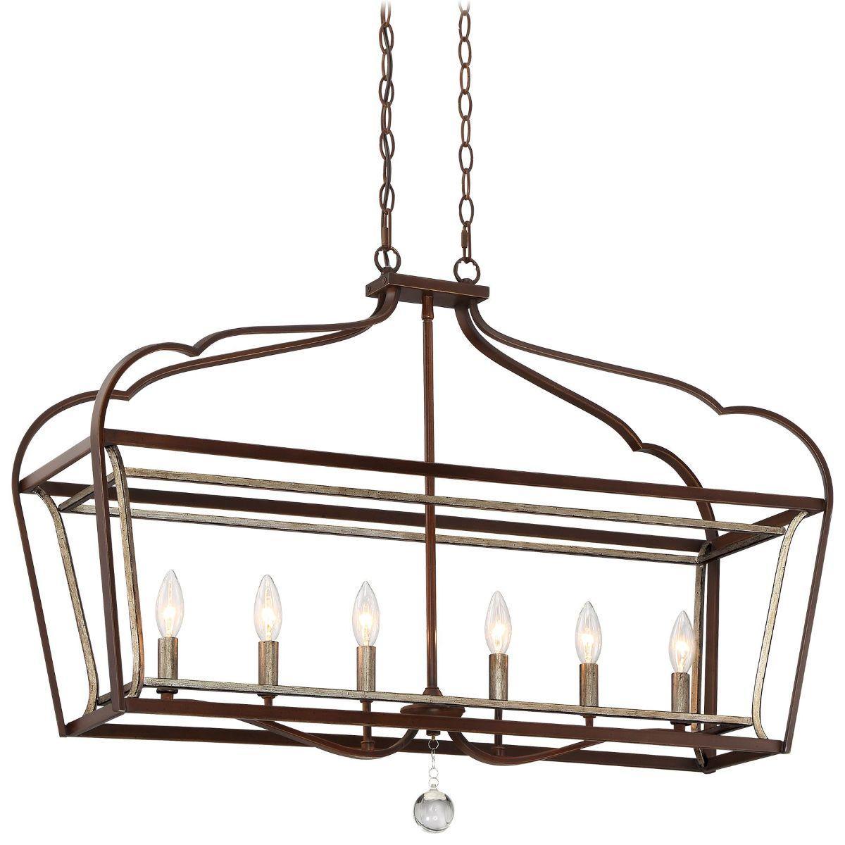 Astrapia 36 in. 6 Lights Pendant Light Brown Finish