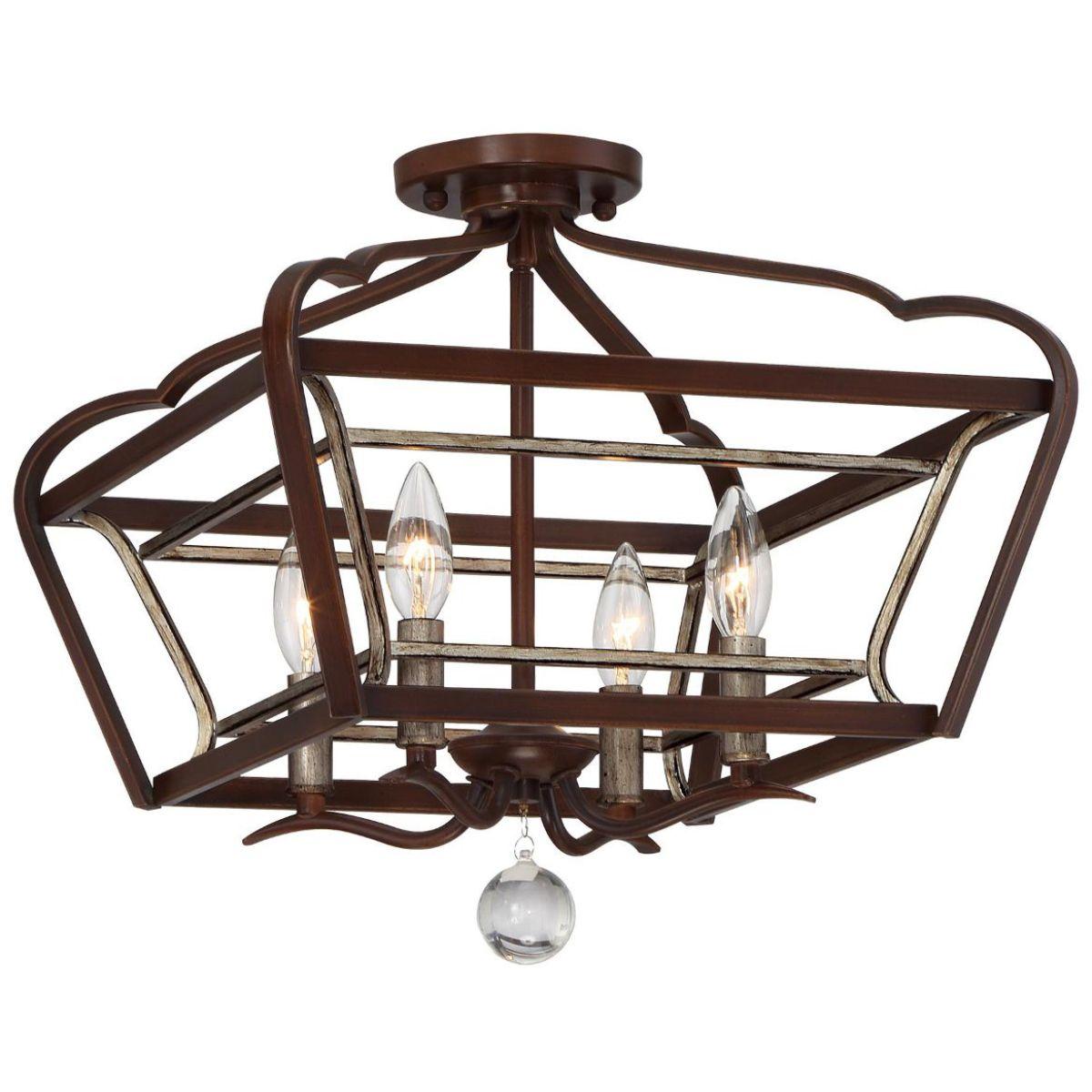 Astrapia 16 in. 4 Lights Semi flush Mount Light Brown finish - Bees Lighting