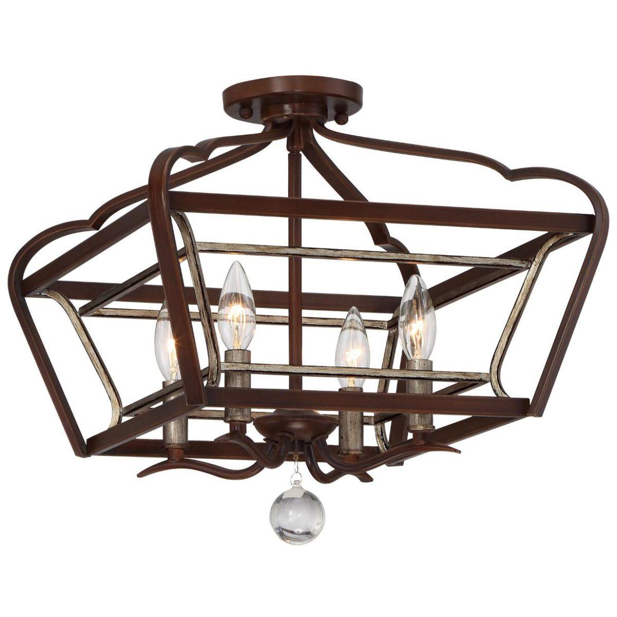 Astrapia 16 in. 4 Lights Semi flush Mount Light Brown finish