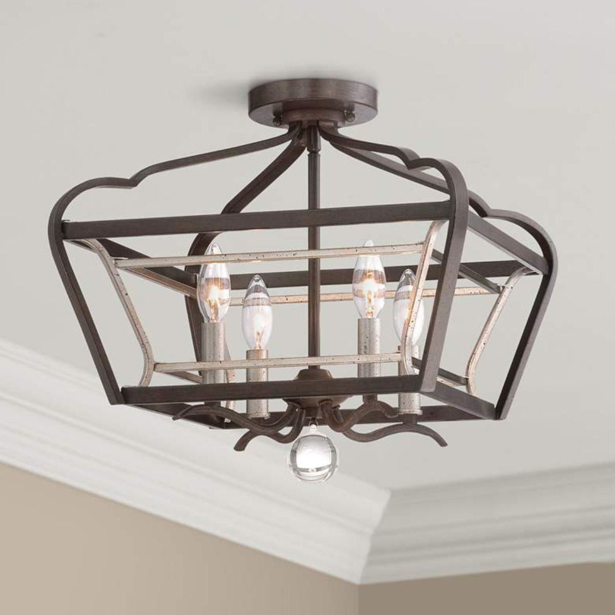 Astrapia 16 in. 4 Lights Semi flush Mount Light Brown finish - Bees Lighting
