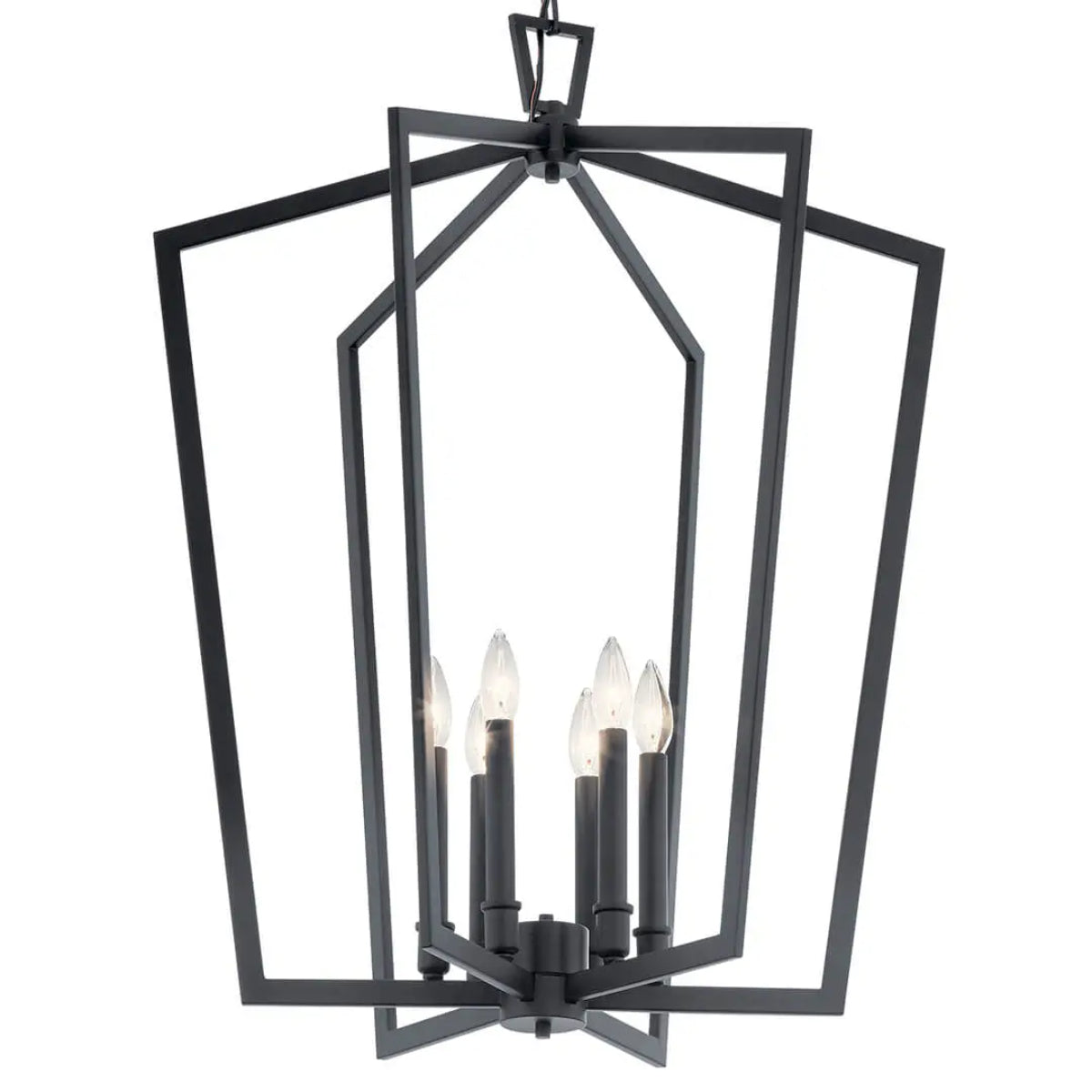 Abbotswell 25 in. 6 Lights Chandelier Black Finish - Bees Lighting