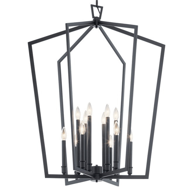 Abbotswell 30 in. 12 Lights Chandelier Black Finish - Bees Lighting