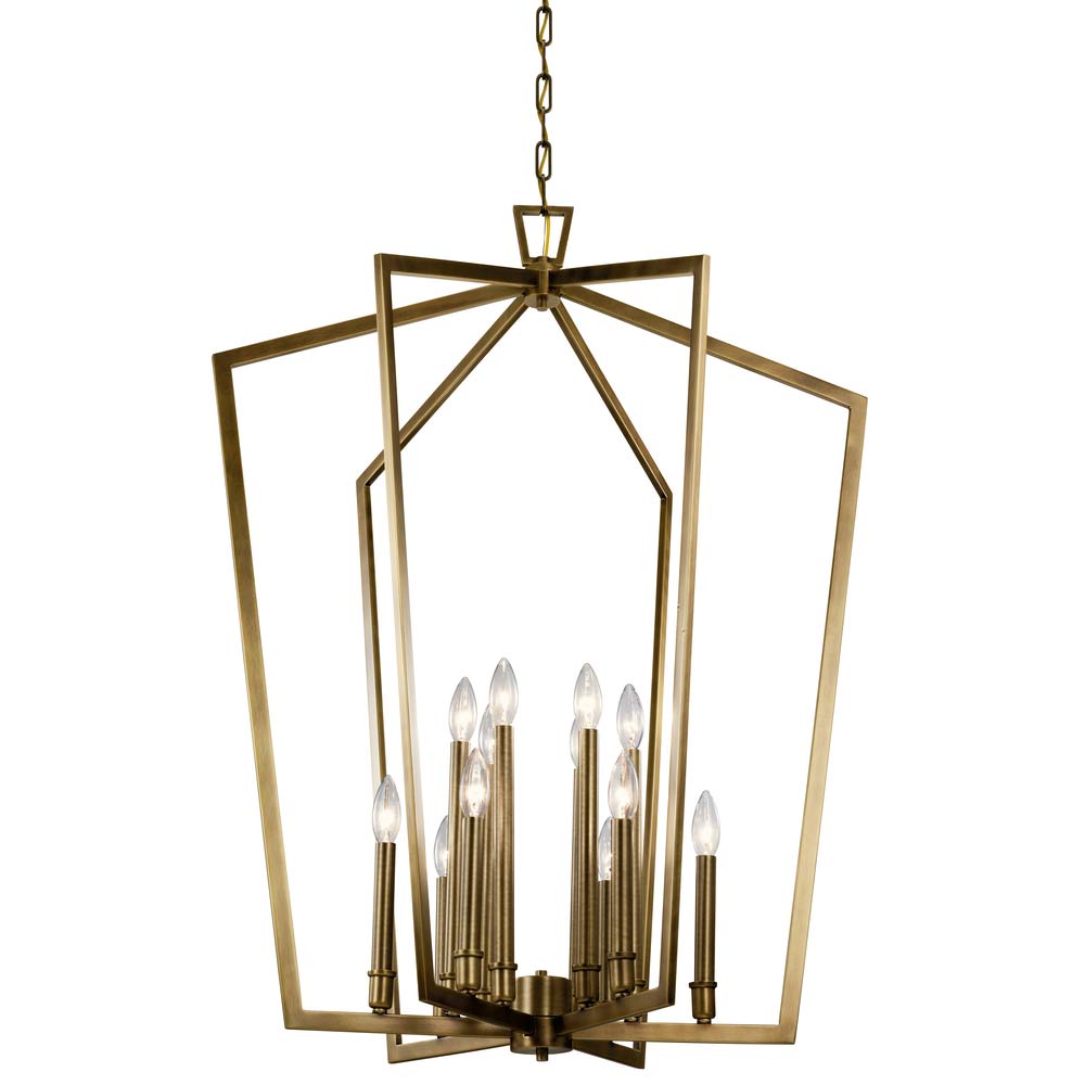 Abbotswell 30 in. 12 Lights Chandelier Natural Brass Finish - Bees Lighting