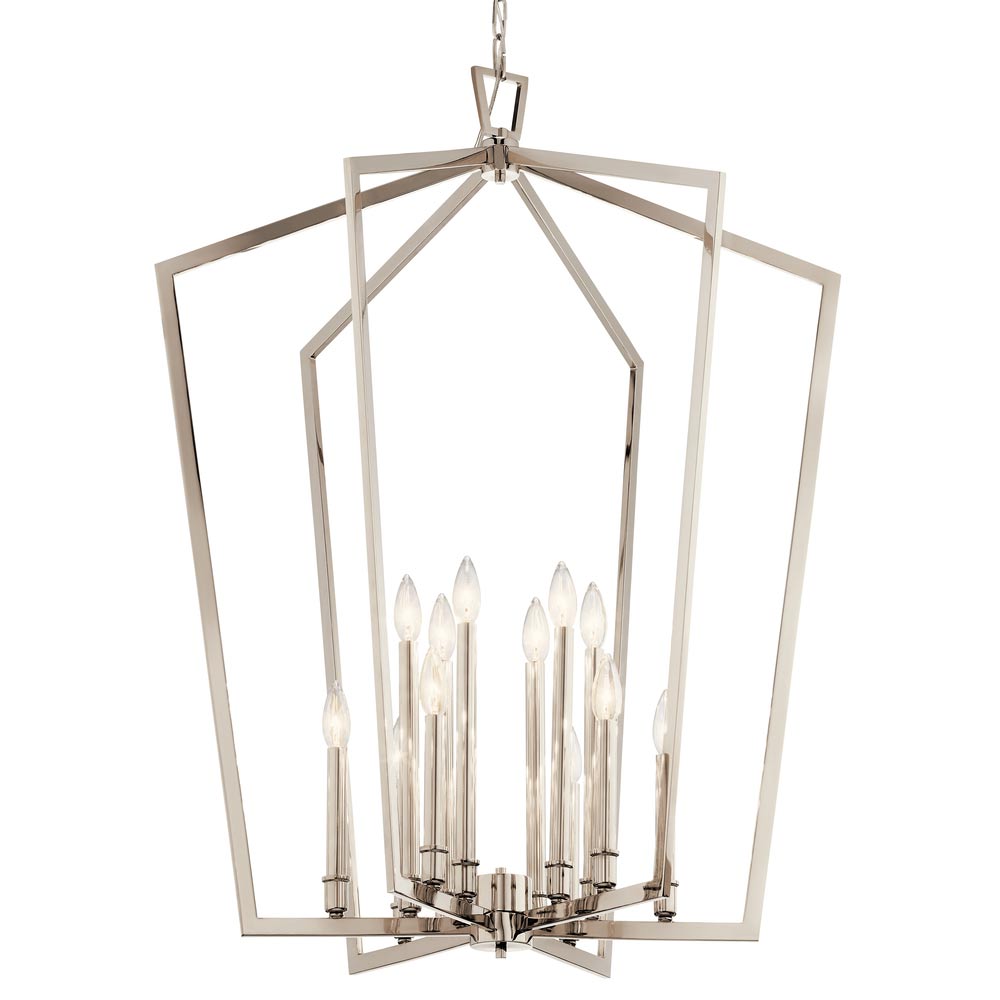 Abbotswell 30 in. 12 Lights Chandelier Polished Nickel Finish - Bees Lighting