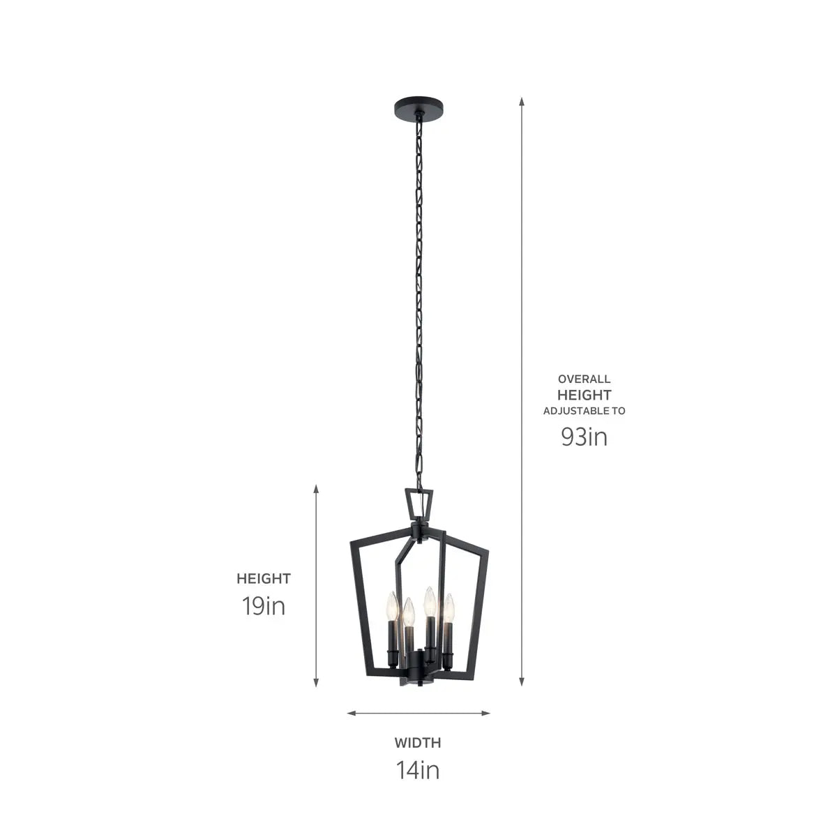 Abbotswell 14 in. 4 Lights Pendant Light Black Finish - Bees Lighting
