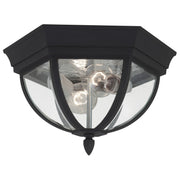 Wynfield 13" 2-Light Outdoor Flush Mount, Black Finish with Clear Glass - Bees Lighting