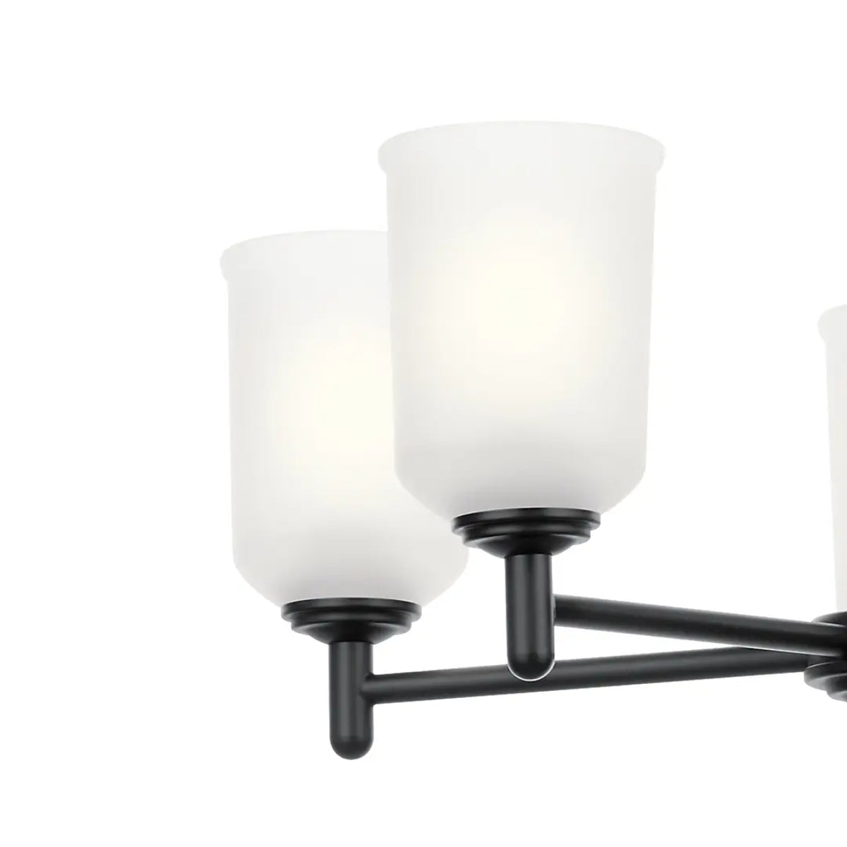 Shailene 24" 5-Light Chandelier with Clear Satin Etched Glass, Black Finish - Bees Lighting