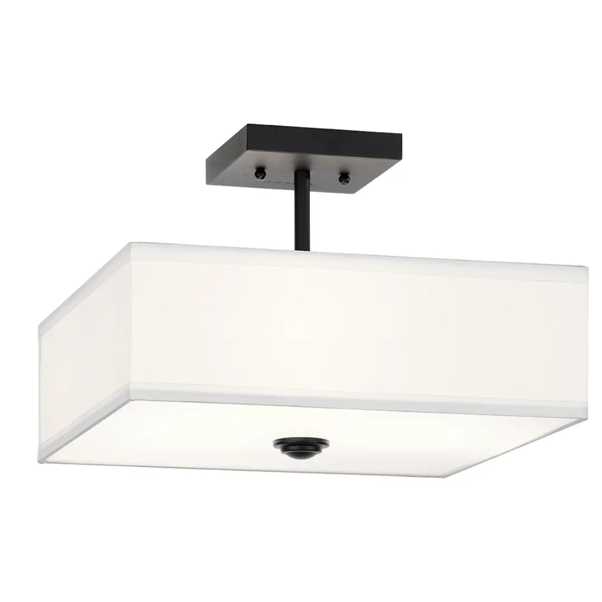 Shailene 14" 3-Light Square Semi-Flush Mount, Black Finish - Bees Lighting