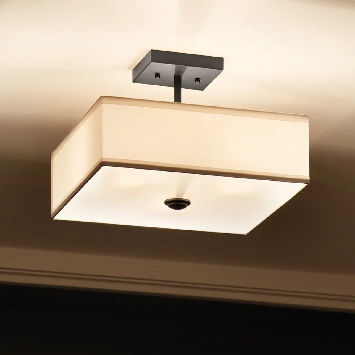 Shailene 14" 3-Light Square Semi-Flush Mount, Black Finish - Bees Lighting