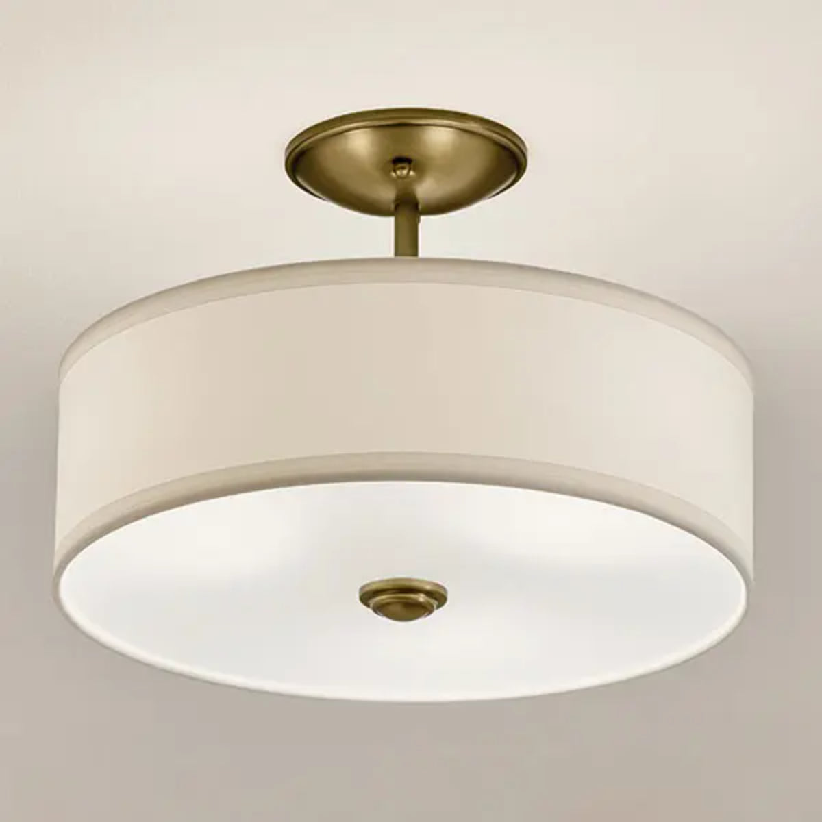 Shailene 18" 3-Light Round Semi-Flush Mount, Natural Brass Finish - Bees Lighting