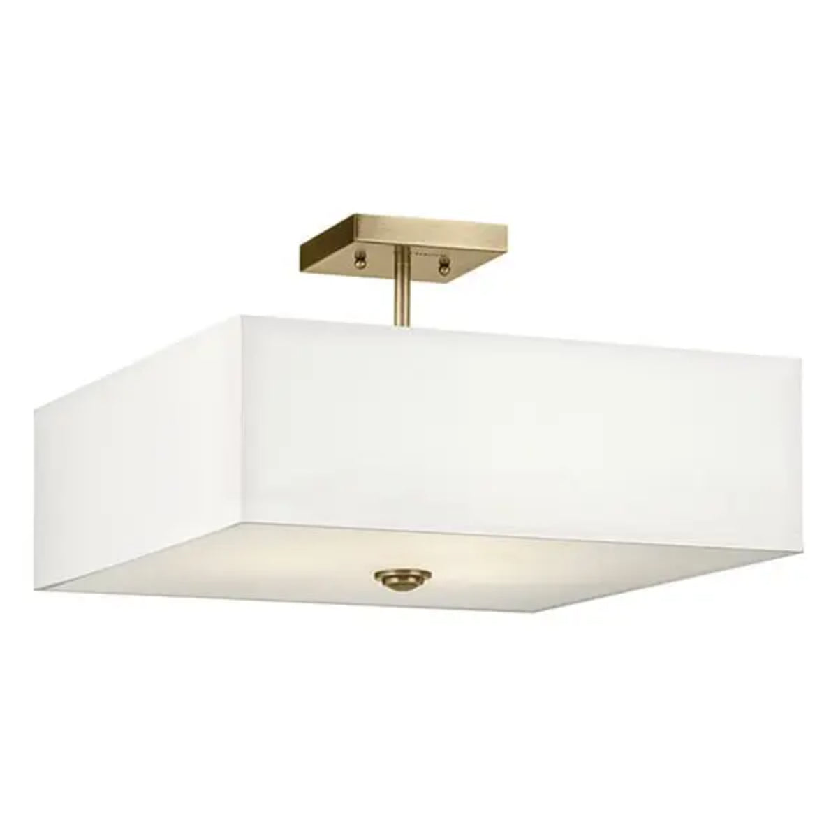 Shailene 18" 3-Light Square Semi-Flush Mount, Natural Brass Finish - Bees Lighting