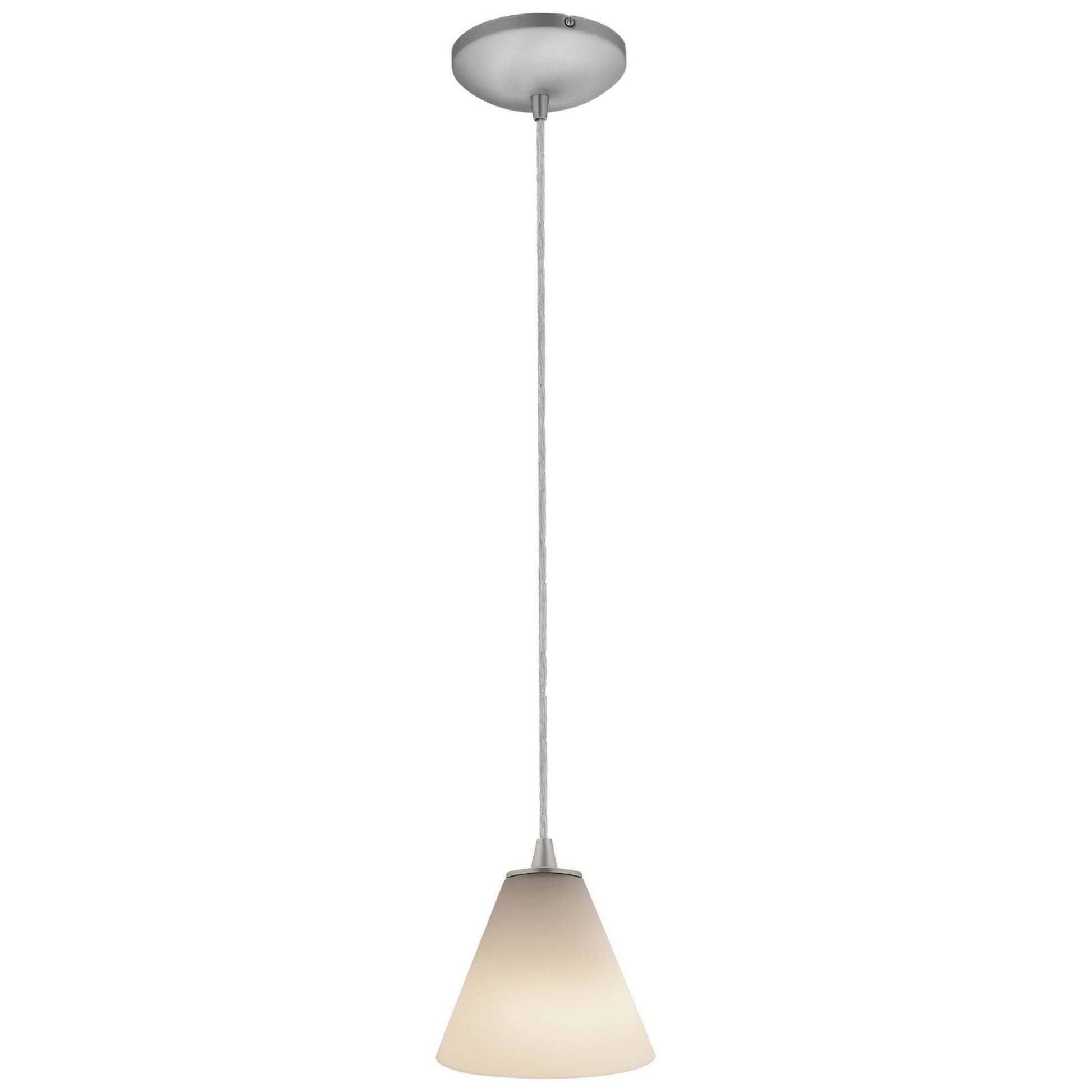 Martini 7" Pendant, Brushed Steel Finish, White Diffuser, Cord - Bees Lighting