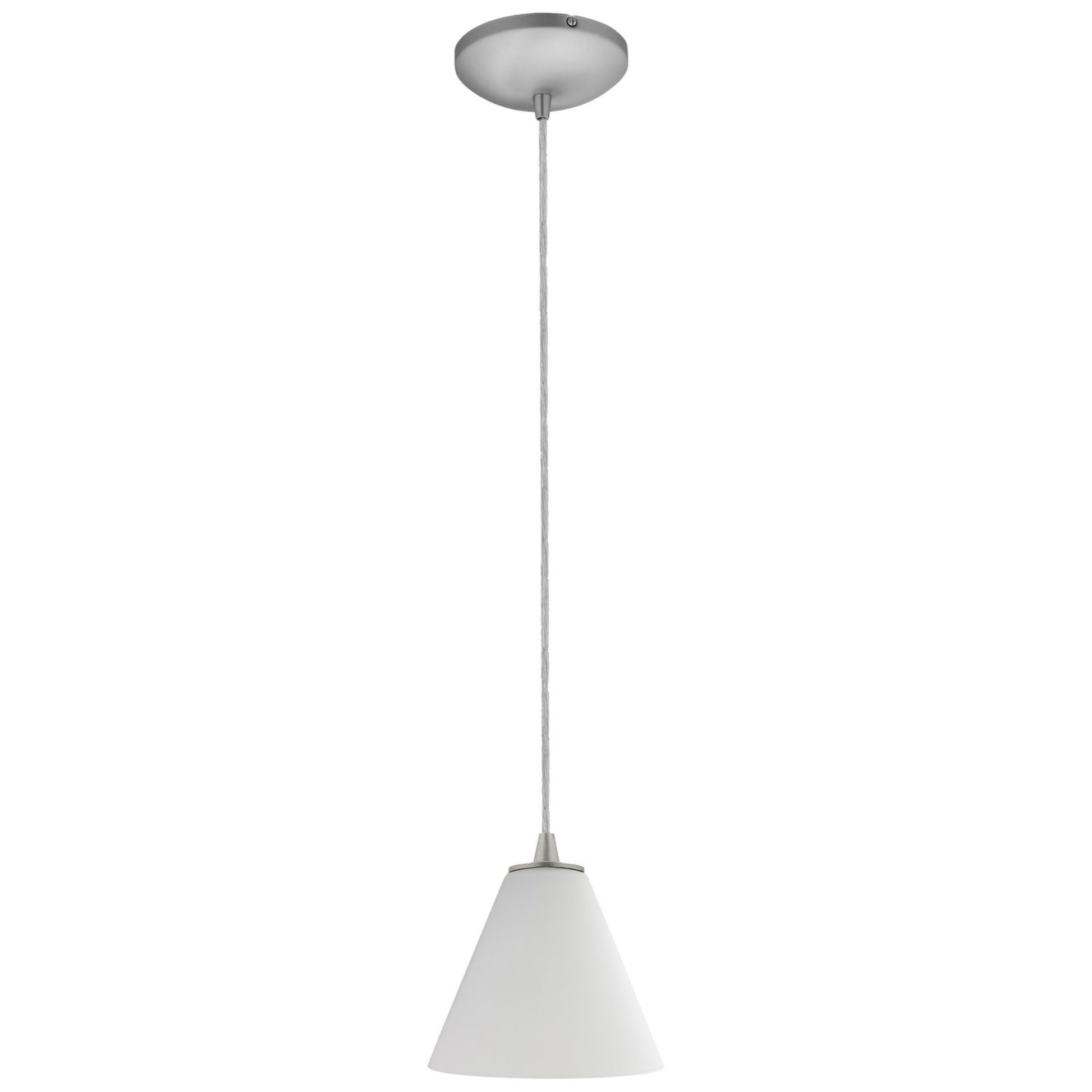 Martini 7" Pendant, Brushed Steel Finish, White Diffuser, Cord - Bees Lighting