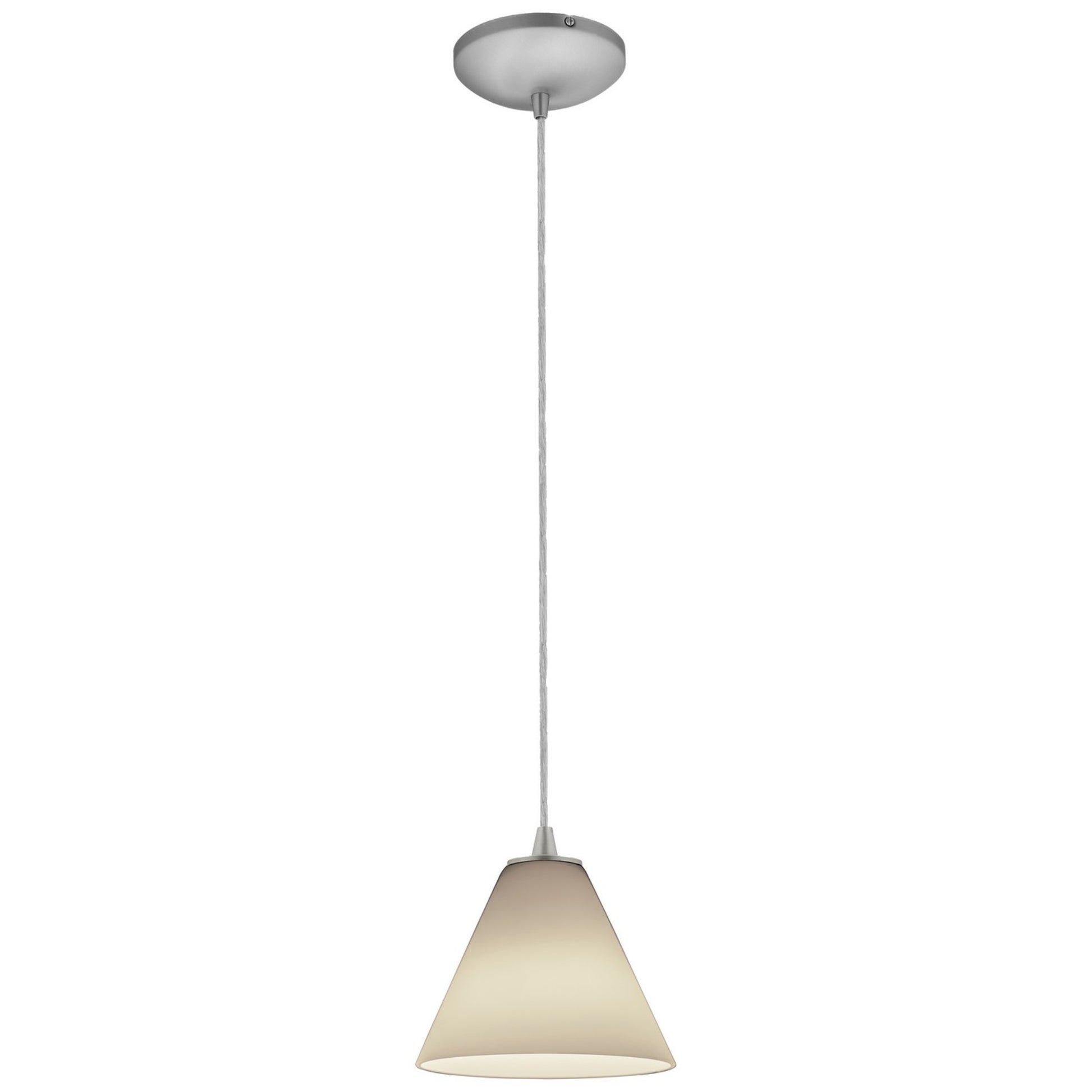 Martini 7" Pendant, Brushed Steel Finish, White Diffuser, Cord - Bees Lighting