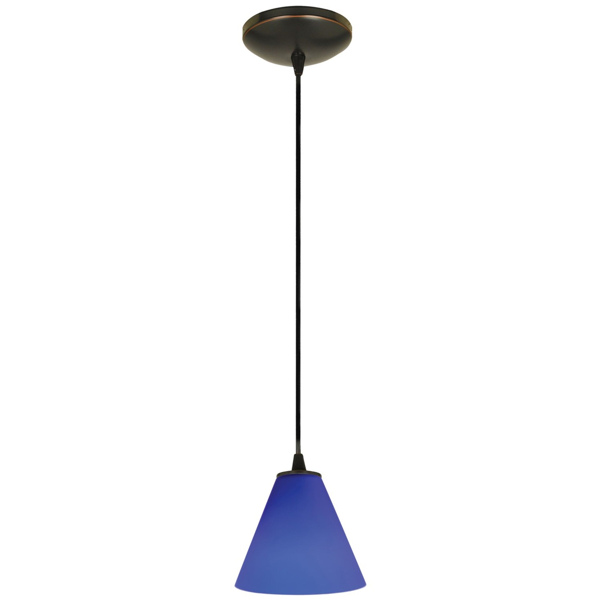 Martini 7" Pendant, Oil Rubbed Bronze Finish, Cobalt Diffuser, Cord - Bees Lighting