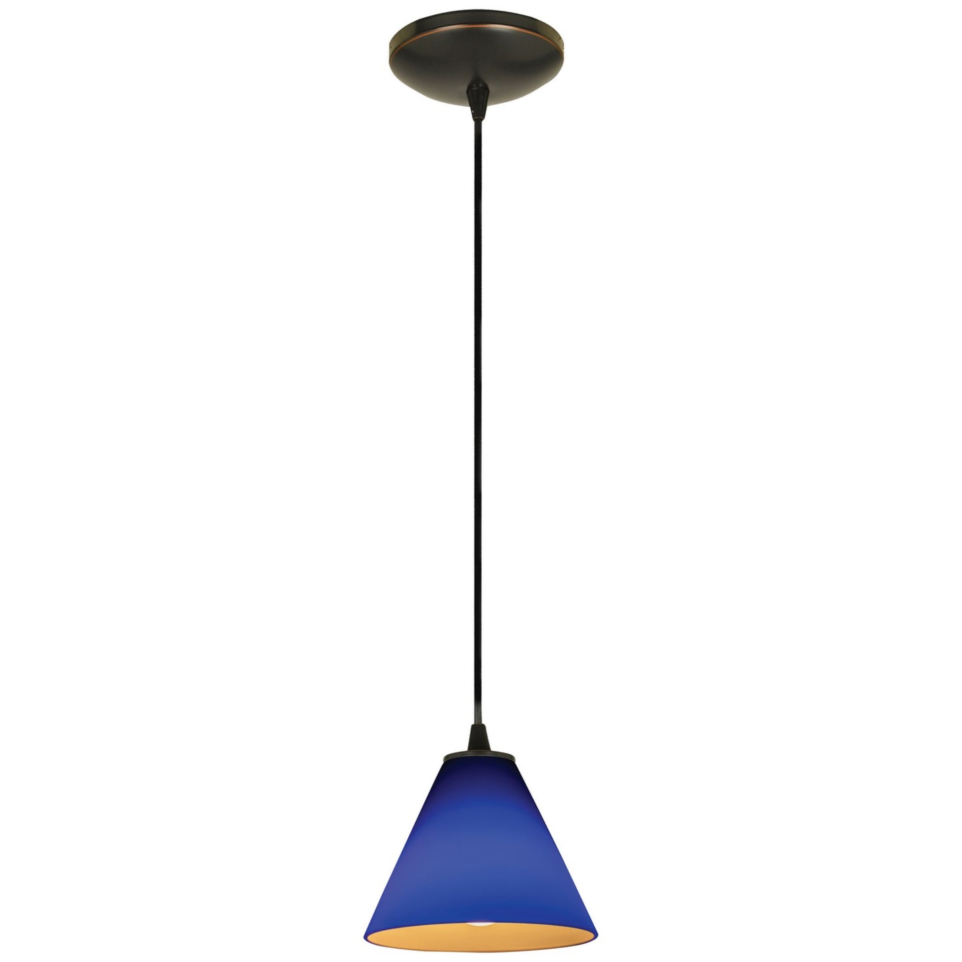 Martini 7" Pendant, Oil Rubbed Bronze Finish, Cobalt Diffuser, Cord - Bees Lighting