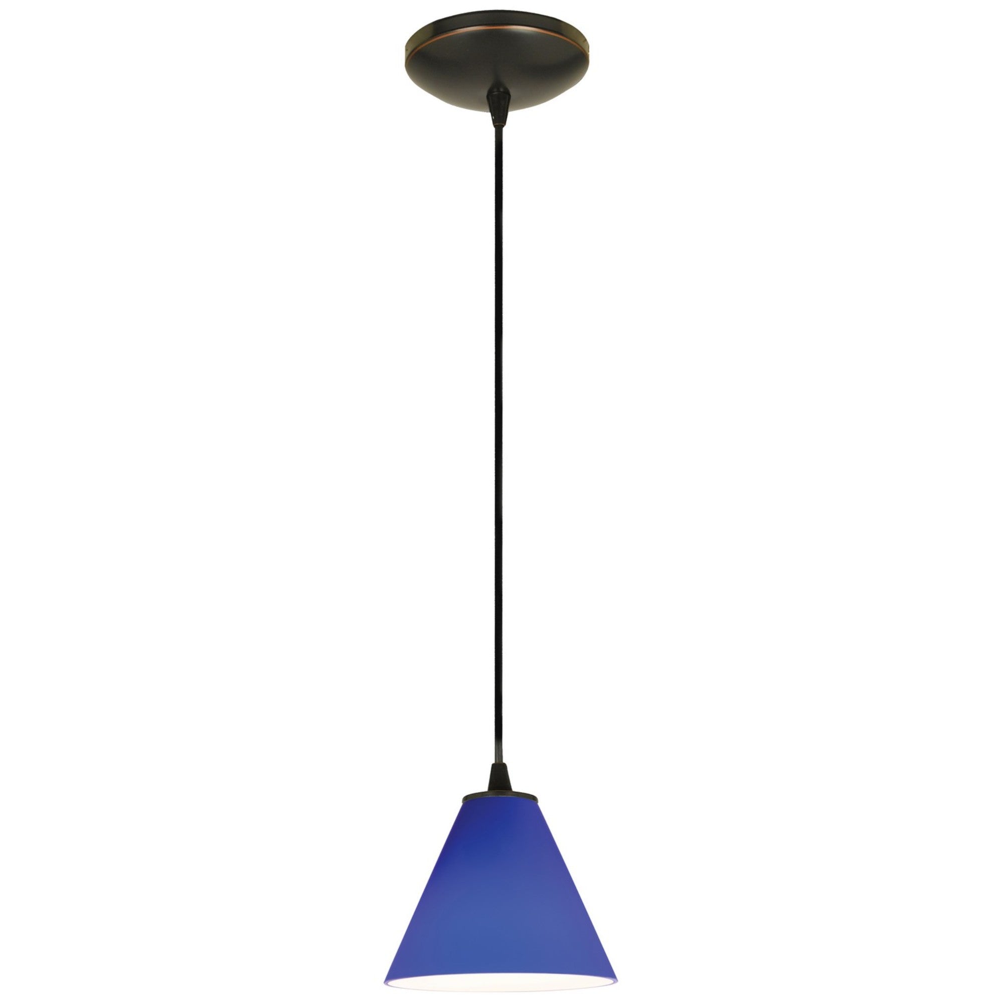 Martini 7" Pendant, Oil Rubbed Bronze Finish, Cobalt Diffuser, Cord - Bees Lighting