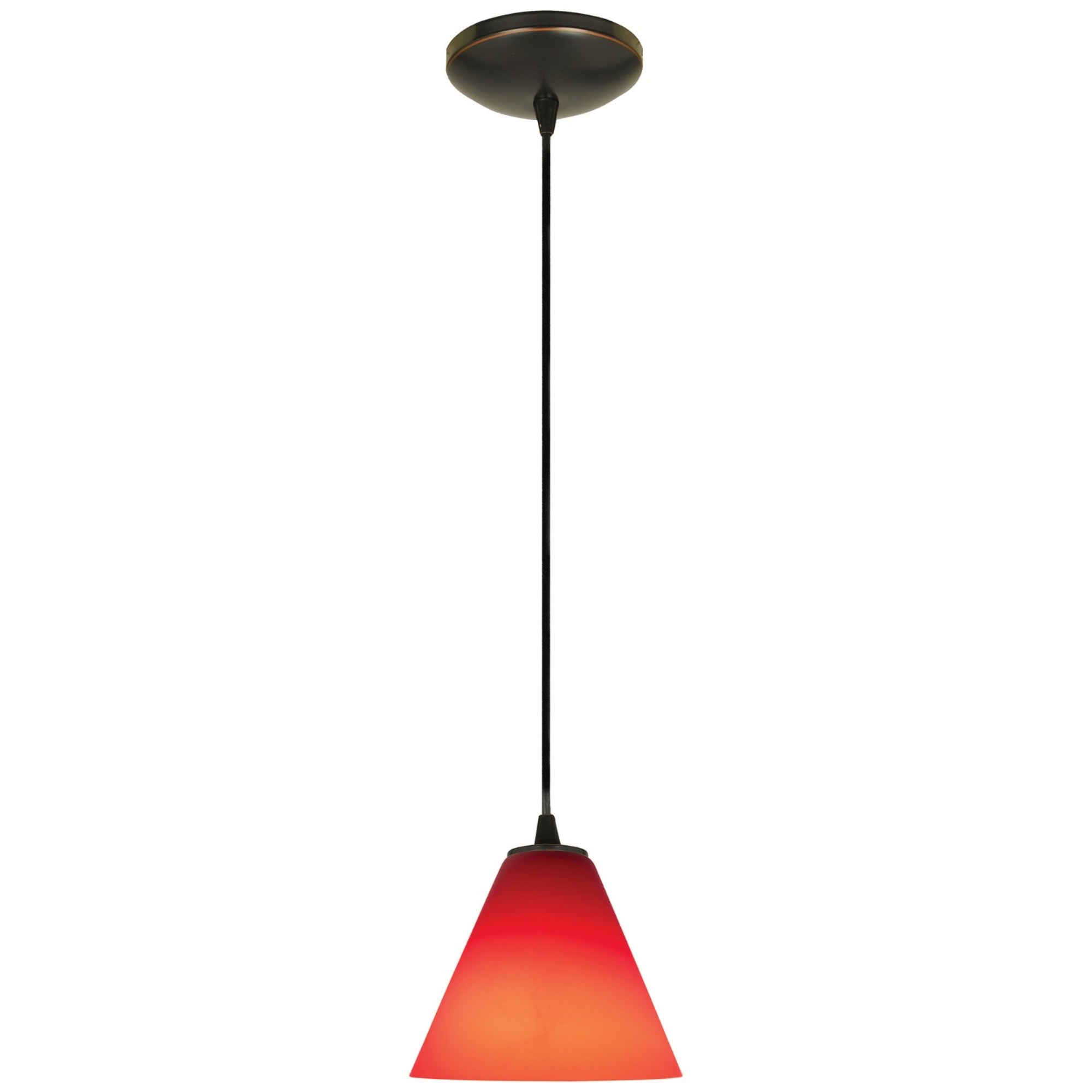 Martini 7" Pendant, Oil Rubbed Bronze Finish, Red Diffuser, Cord - Bees Lighting