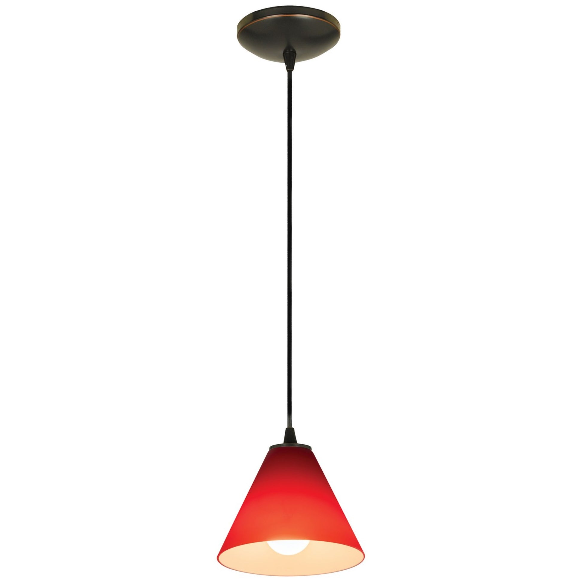 Martini 7" Pendant, Oil Rubbed Bronze Finish, Red Diffuser, Cord - Bees Lighting