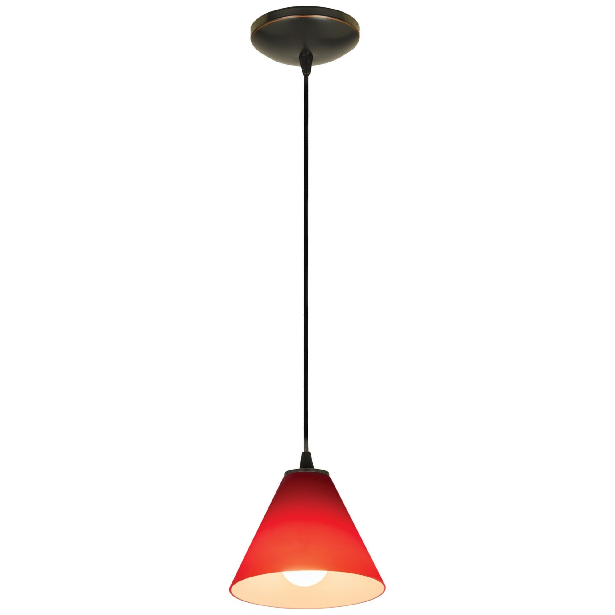 Martini 7" Pendant, Oil Rubbed Bronze Finish, Red Diffuser, Cord - Bees Lighting