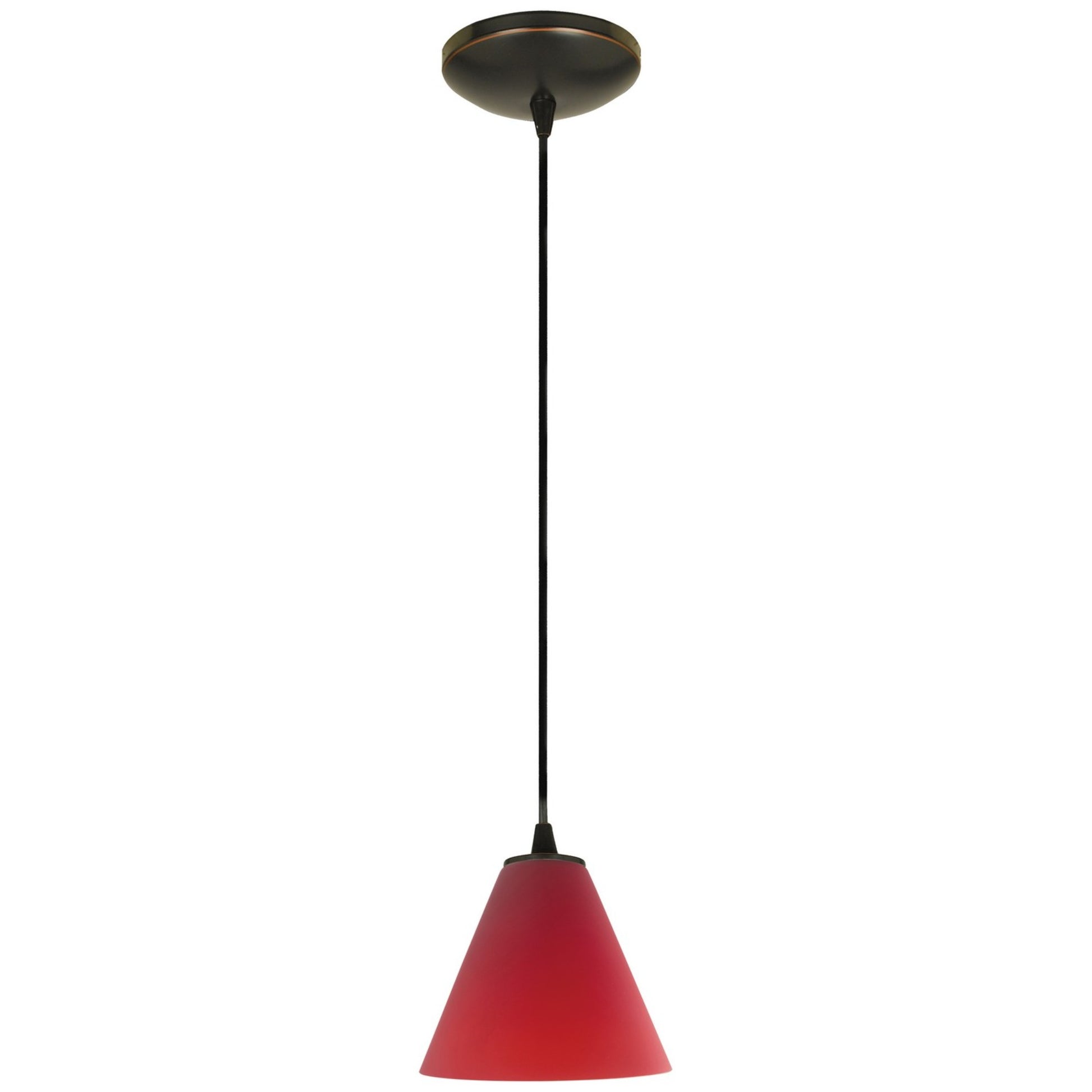 Martini 7" Pendant, Oil Rubbed Bronze Finish, Red Diffuser, Cord - Bees Lighting