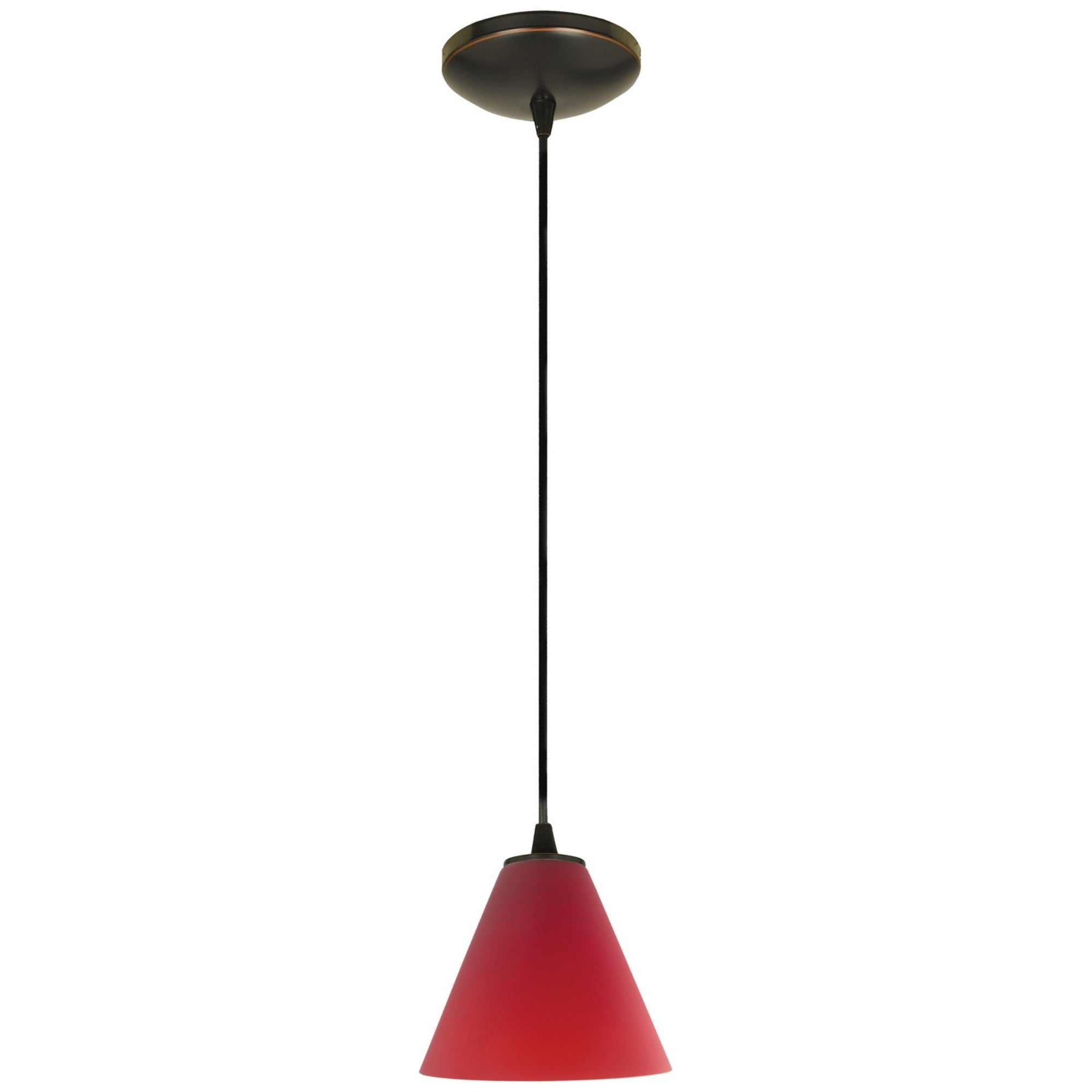 Martini 7" Pendant, Oil Rubbed Bronze Finish, Red Diffuser, Cord - Bees Lighting