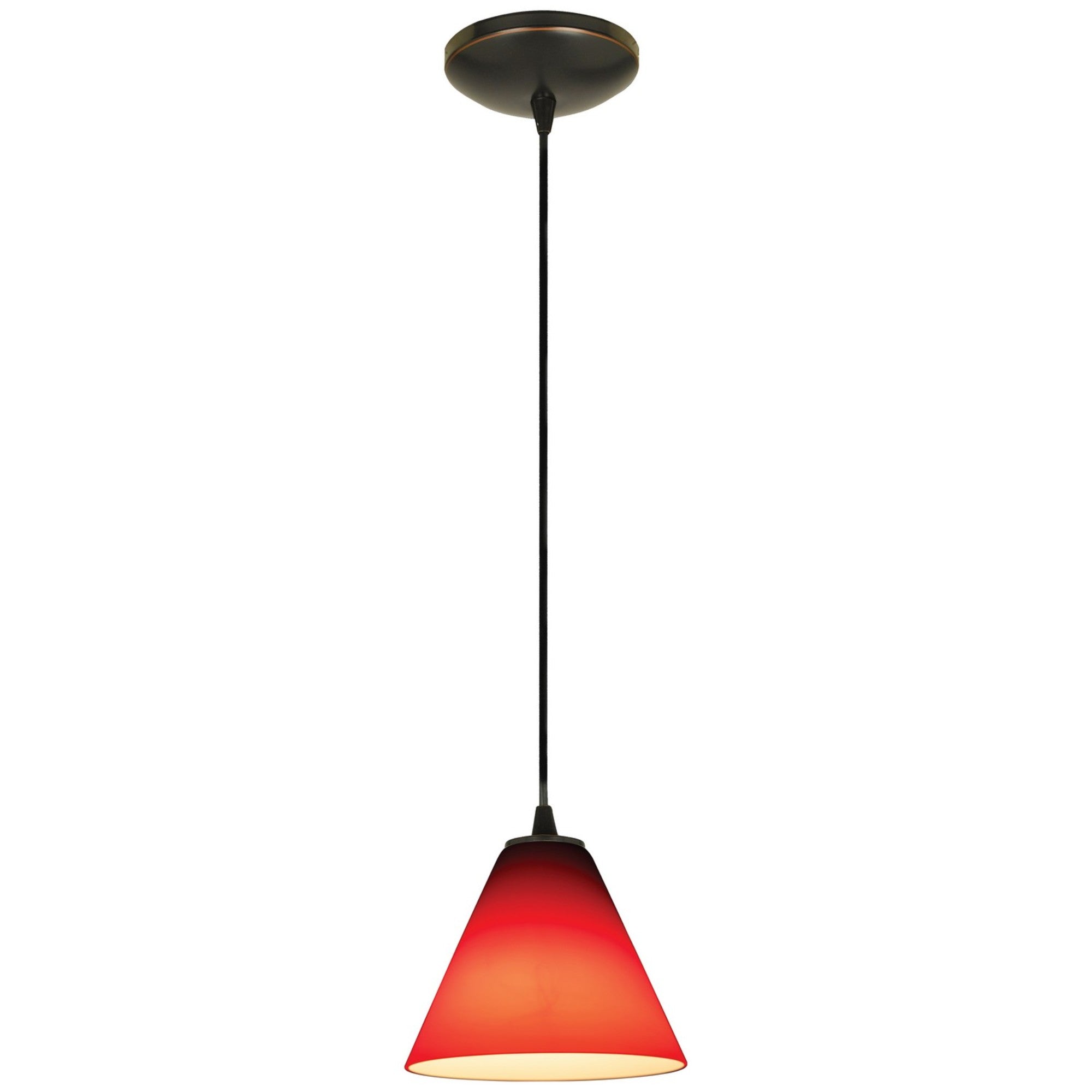 Martini 7" Pendant, Oil Rubbed Bronze Finish, Red Diffuser, Cord - Bees Lighting