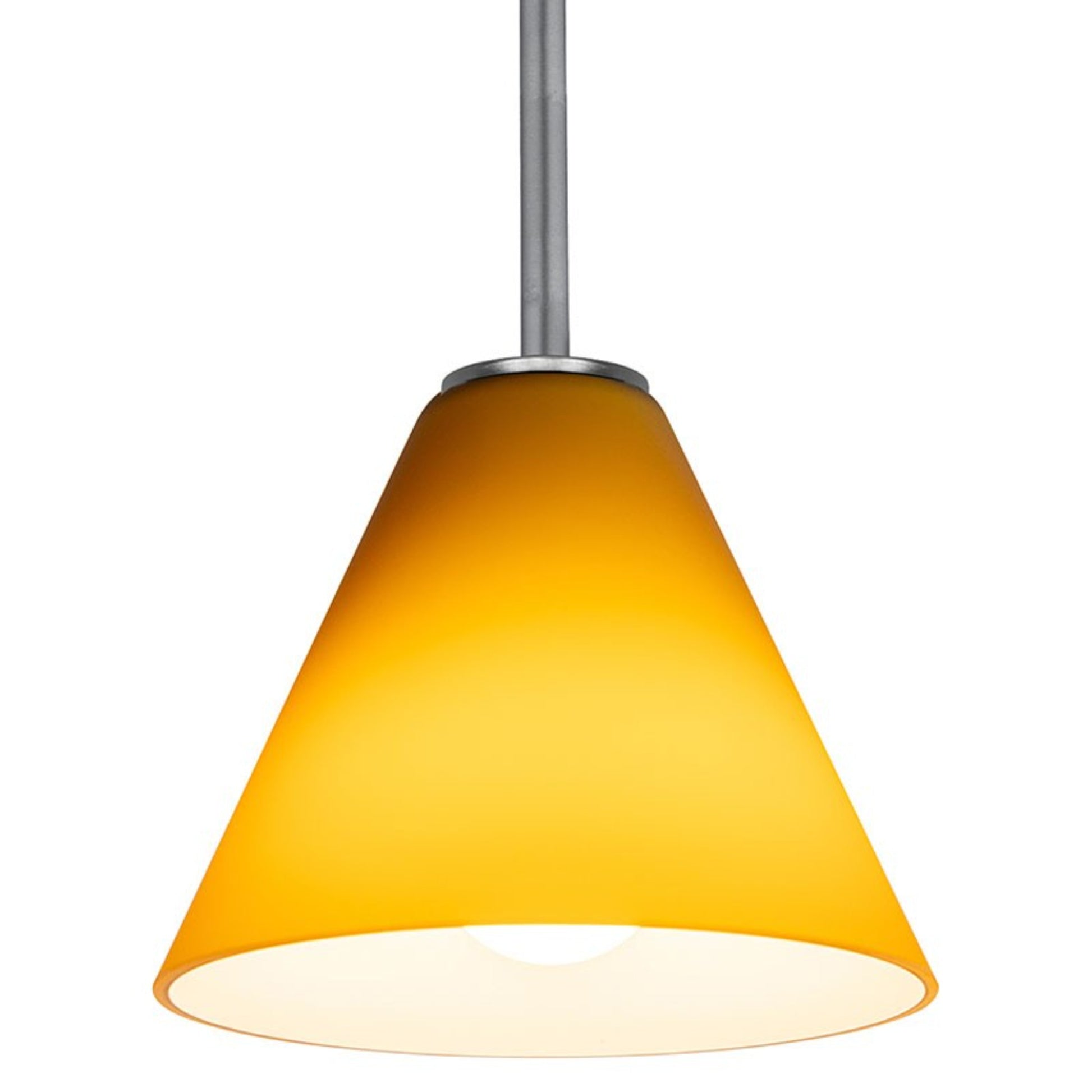 Martini 7" Pendant, Brushed Steel Finish, Amber Diffuser, Rod - Bees Lighting